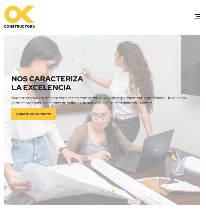 Sitio de OKConstructora en formato tableta