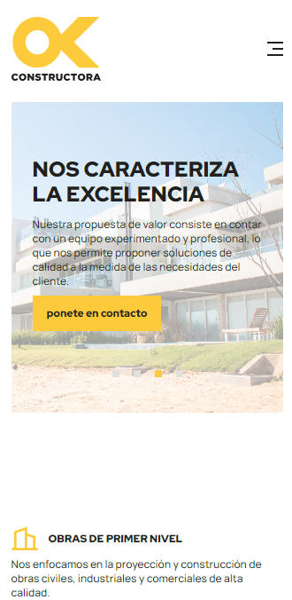 Sitio de OKConstructora en móvil